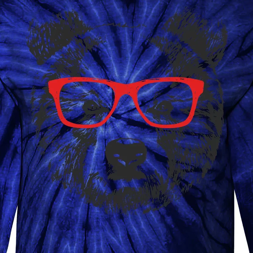 Portrait of Bear with glasses Tie-Dye Long Sleeve Shirt