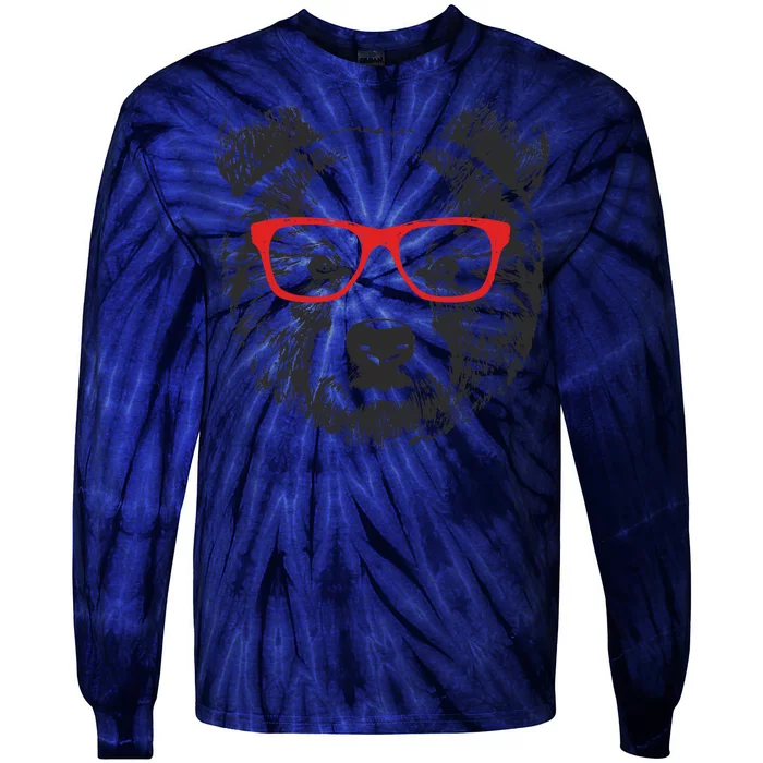 Portrait of Bear with glasses Tie-Dye Long Sleeve Shirt