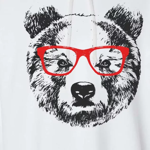 Portrait of Bear with glasses Garment-Dyed Fleece Hoodie