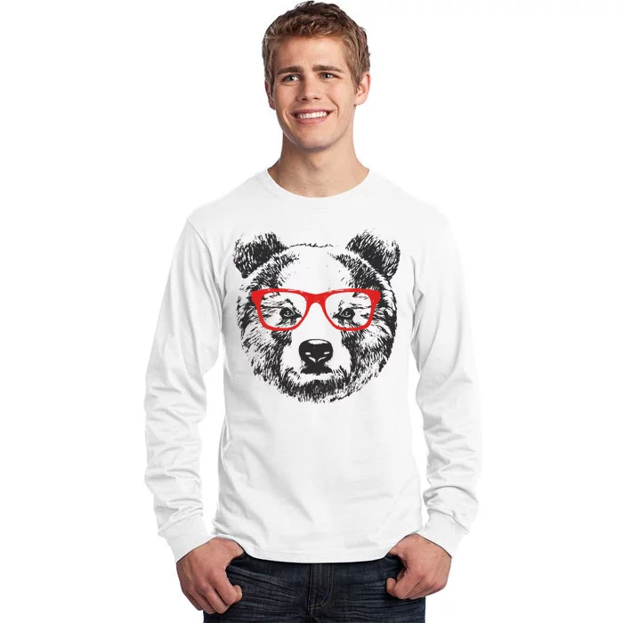 Portrait of Bear with glasses Tall Long Sleeve T-Shirt