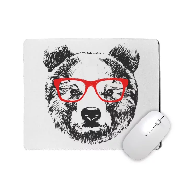 Portrait of Bear with glasses Mousepad