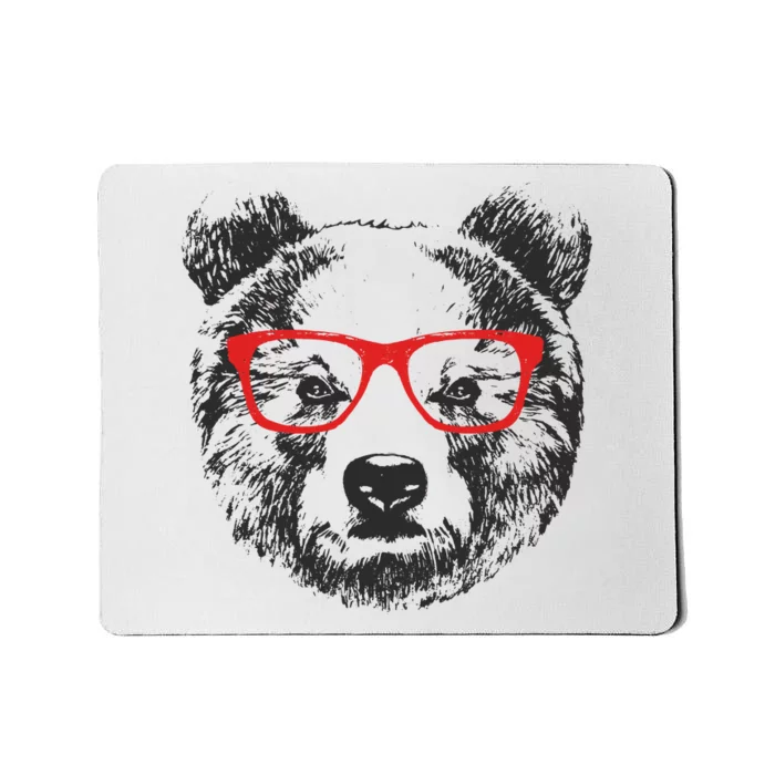 Portrait of Bear with glasses Mousepad