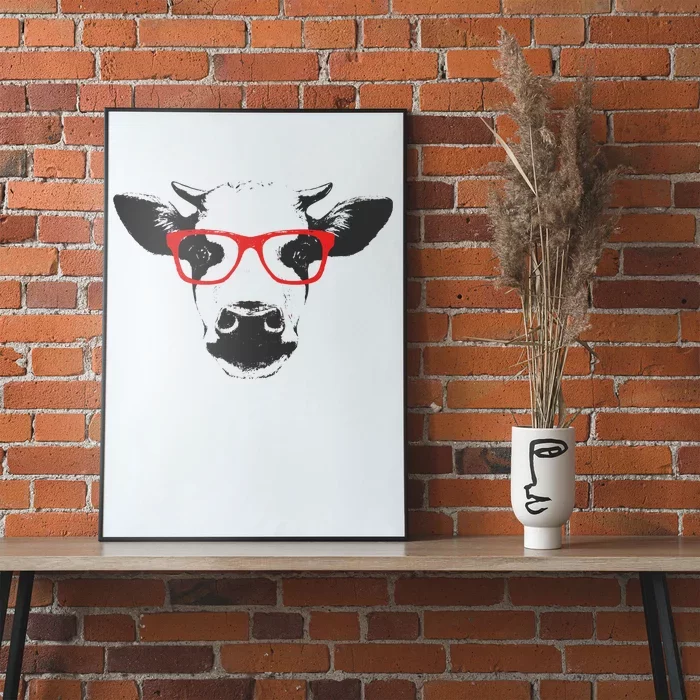 Portrait of Cow with glasses Poster