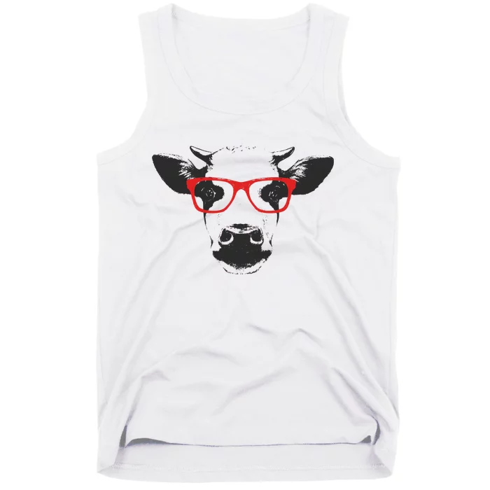 Portrait of Cow with glasses Tank Top