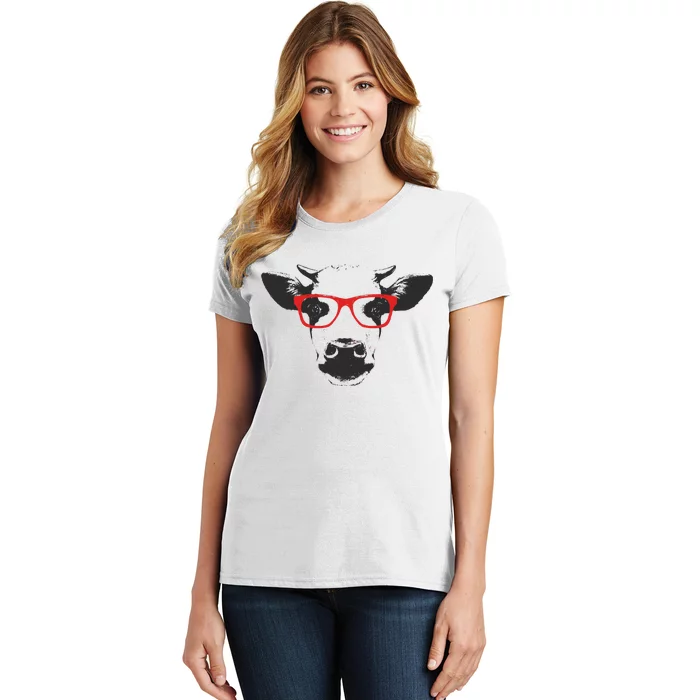 Portrait of Cow with glasses Women's T-Shirt