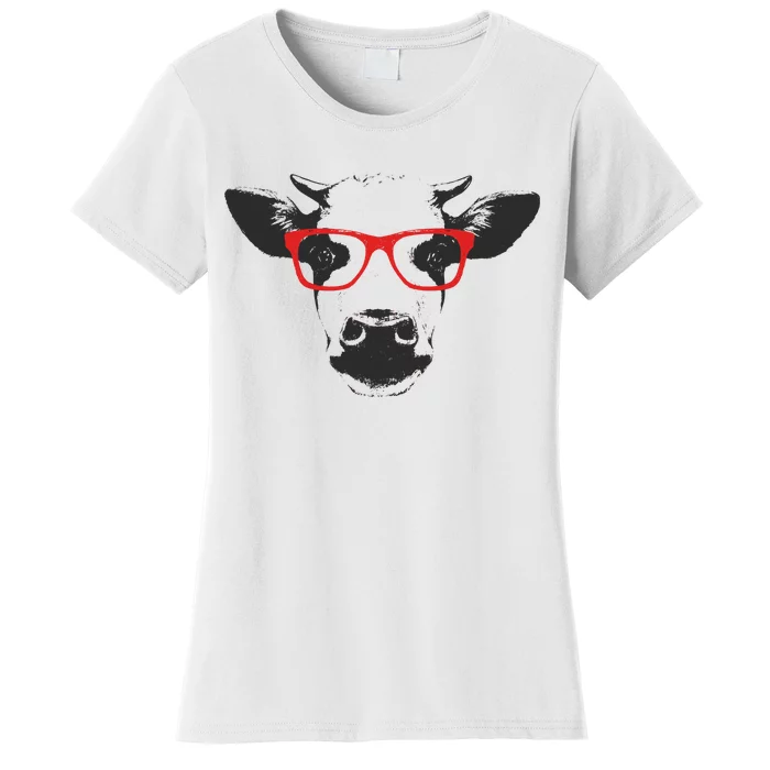 Portrait of Cow with glasses Women's T-Shirt