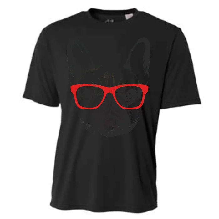 Portrait of French Bulldog with glasses Cooling Performance Crew T-Shirt