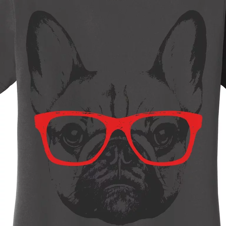 Portrait of French Bulldog with glasses Women's T-Shirt