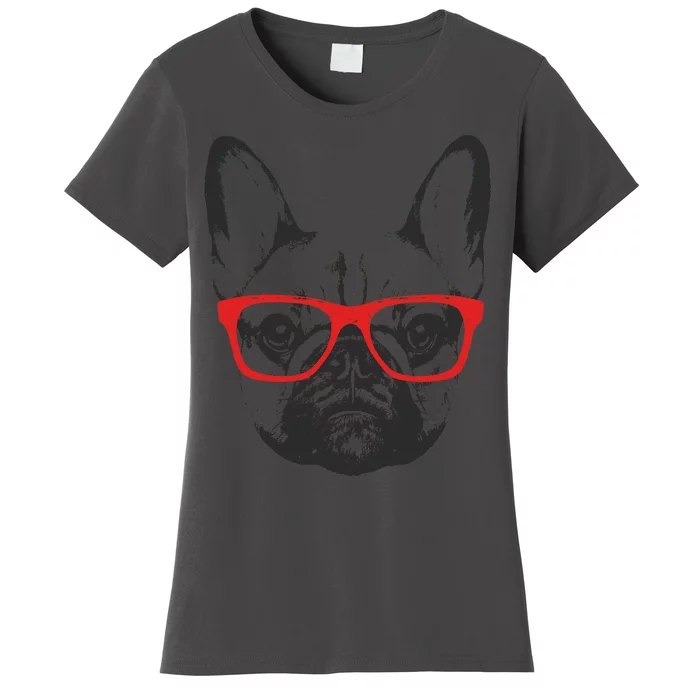 Portrait of French Bulldog with glasses Women's T-Shirt