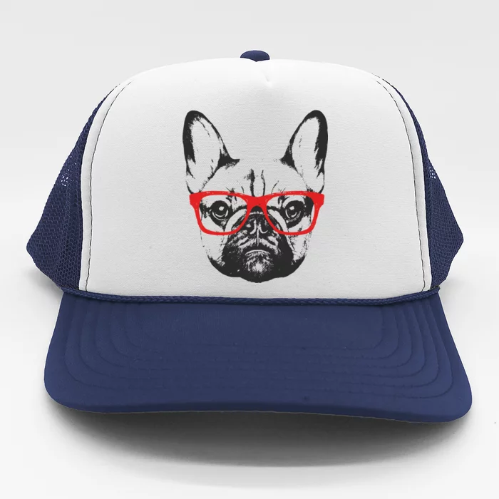 Portrait of French Bulldog with glasses Trucker Hat