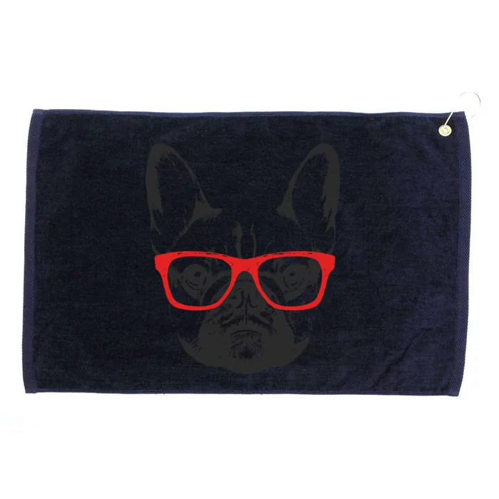 Portrait of French Bulldog with glasses Grommeted Golf Towel