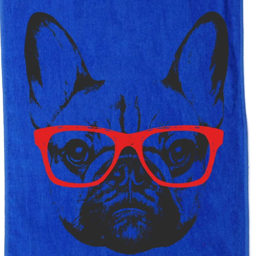 Portrait of French Bulldog with glasses Platinum Collection Golf Towel