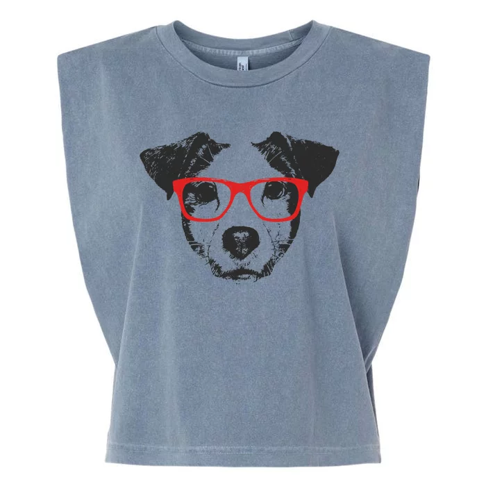 Portrait of Jack Russell with glasses Garment-Dyed Women's Muscle Tee