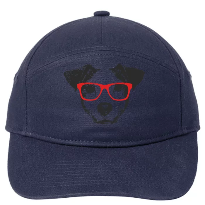 Portrait of Jack Russell with glasses 7-Panel Snapback Hat