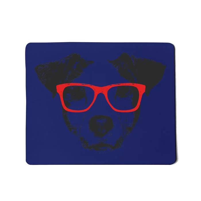 Portrait of Jack Russell with glasses Mousepad