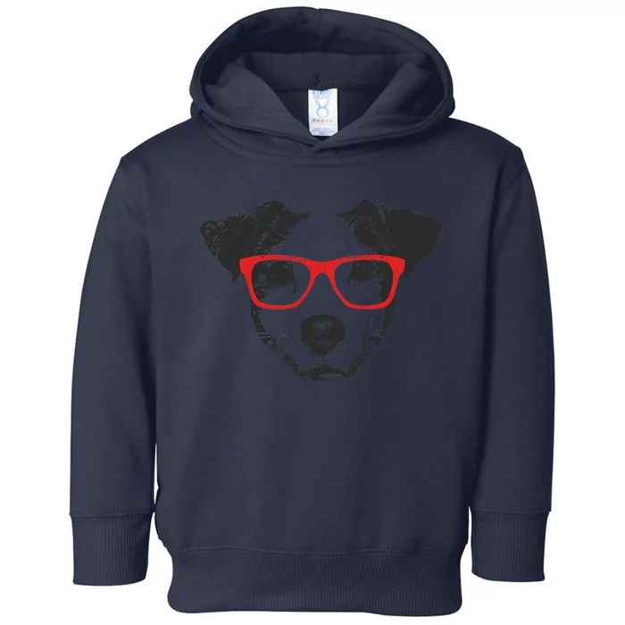 Portrait of Jack Russell with glasses Toddler Hoodie