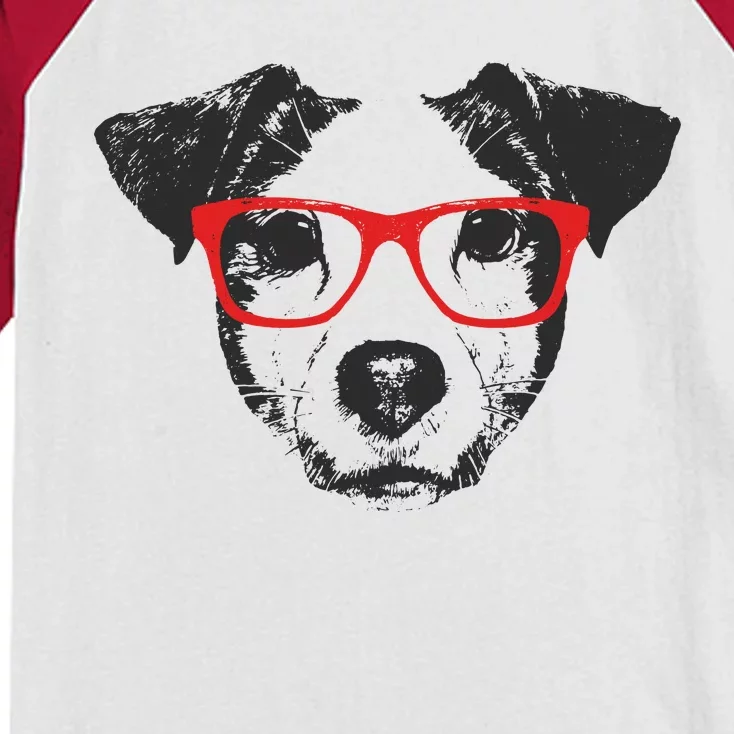 Portrait of Jack Russell with glasses Kids Colorblock Raglan Jersey