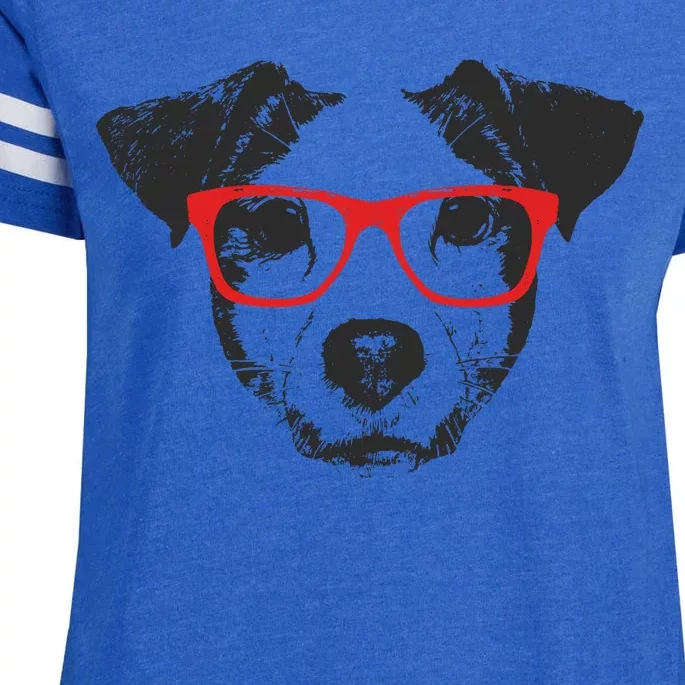 Portrait of Jack Russell with glasses Enza Ladies Jersey Football T-Shirt