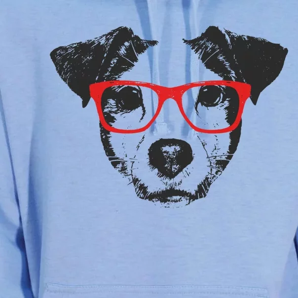 Portrait of Jack Russell with glasses Unisex Surf Hoodie