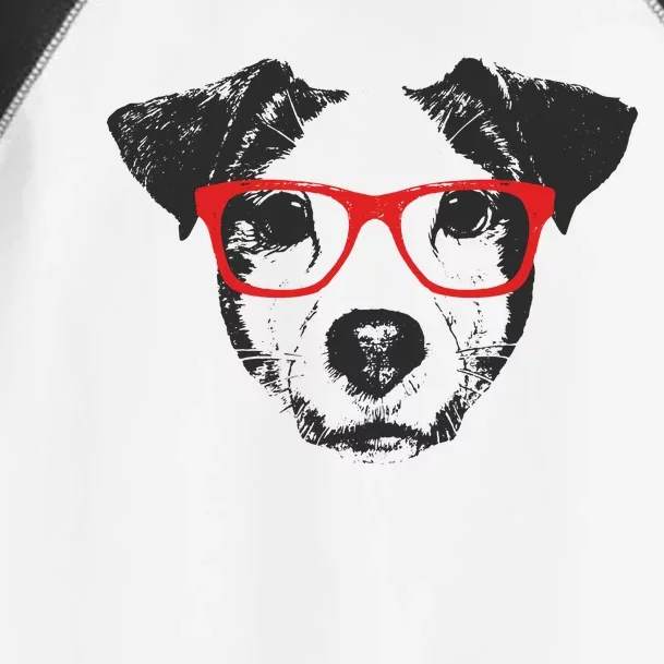 Portrait of Jack Russell with glasses Toddler Fine Jersey T-Shirt