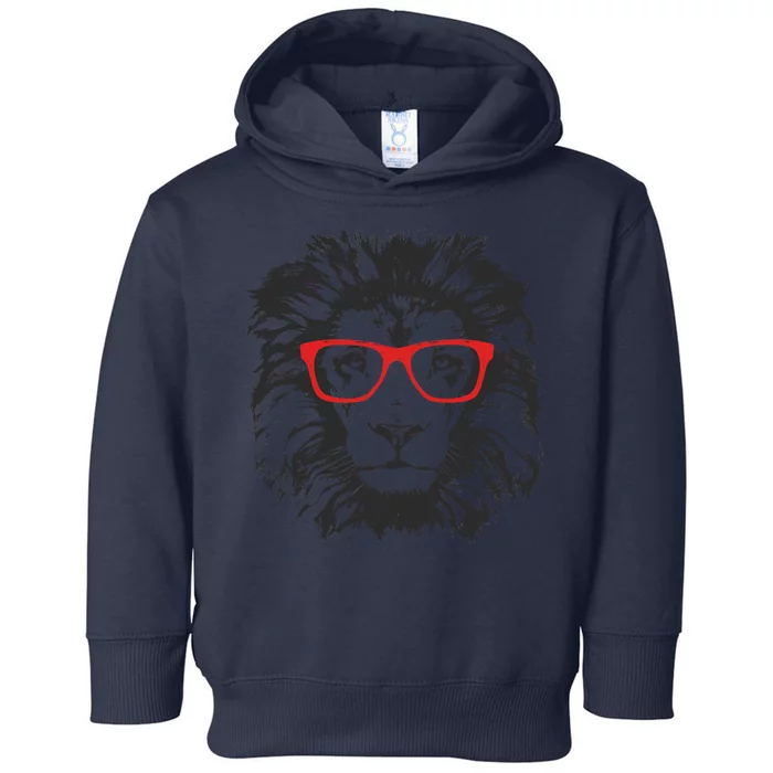 Portrait of Lion with glasses Toddler Hoodie