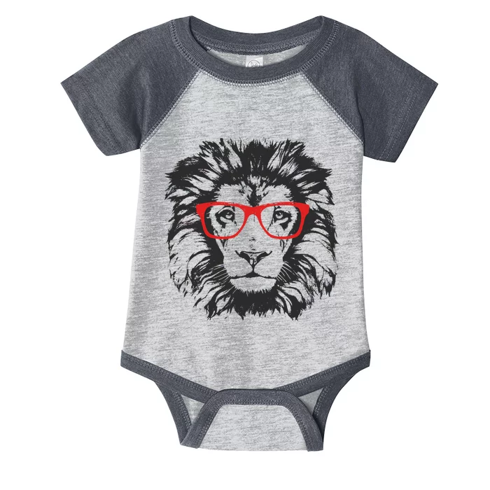 Portrait of Lion with glasses Infant Baby Jersey Bodysuit