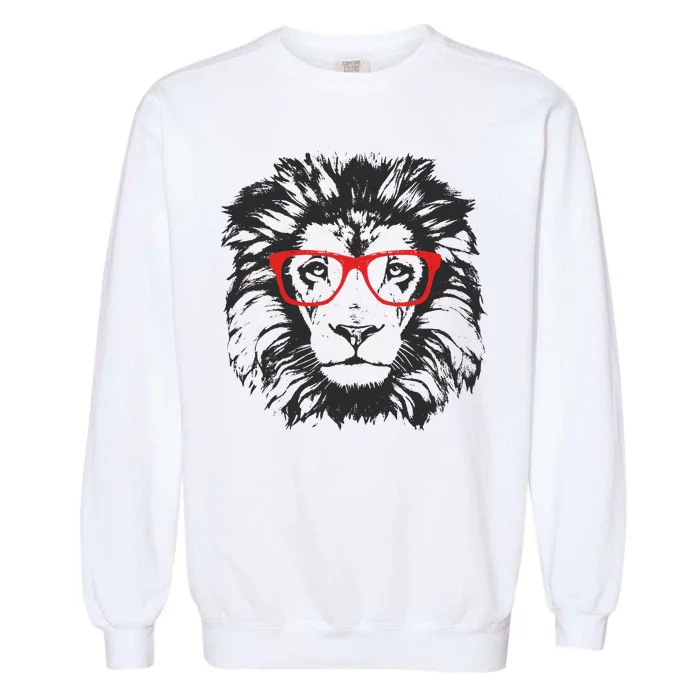 Portrait of Lion with glasses Garment-Dyed Sweatshirt