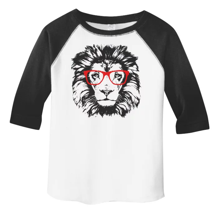 Portrait of Lion with glasses Toddler Fine Jersey T-Shirt