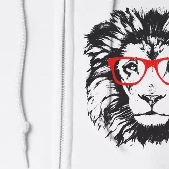 Portrait of Lion with glasses Full Zip Hoodie