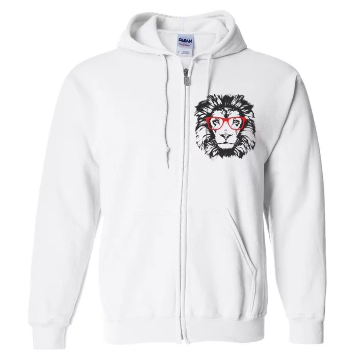 Portrait of Lion with glasses Full Zip Hoodie