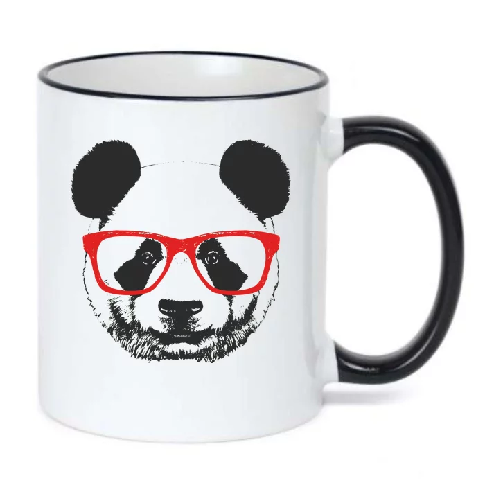 Portrait of Panda with glasses Black Color Changing Mug