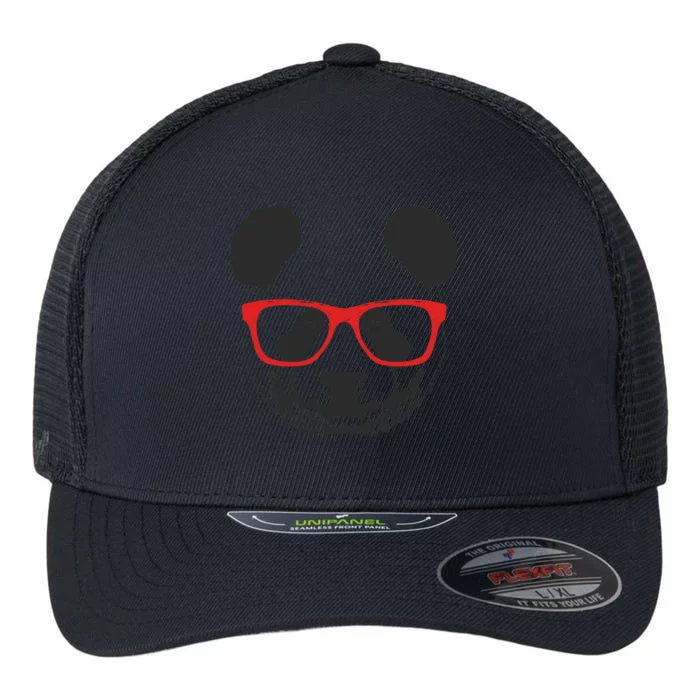 Portrait of Panda with glasses Flexfit Unipanel Trucker Cap