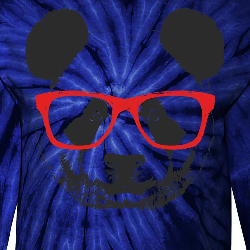 Portrait of Panda with glasses Tie-Dye Long Sleeve Shirt