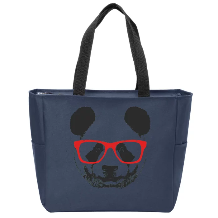 Portrait of Panda with glasses Zip Tote Bag