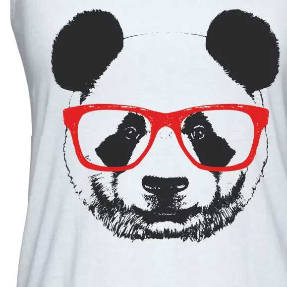 Portrait of Panda with glasses Ladies Essential Flowy Tank