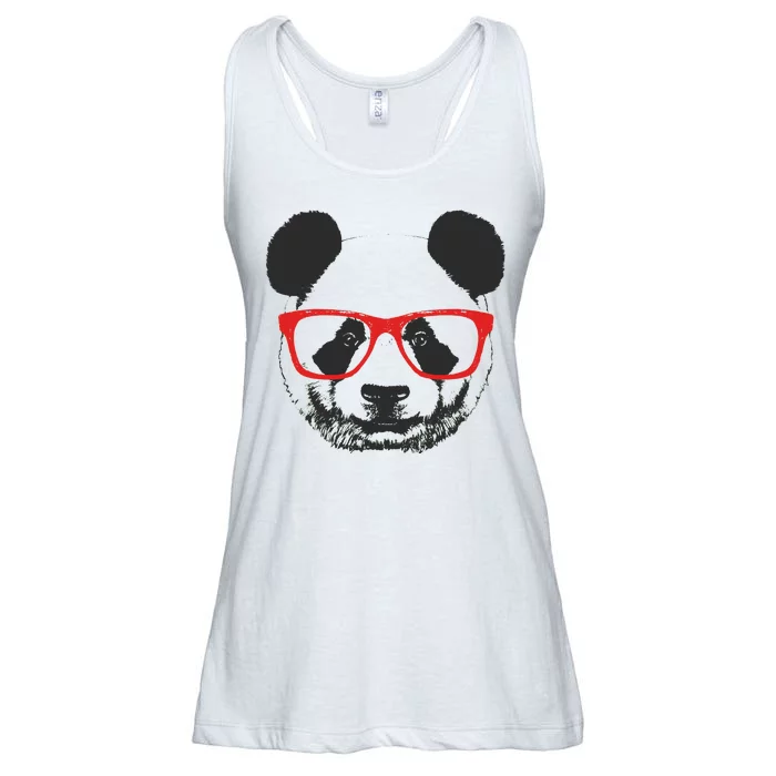 Portrait of Panda with glasses Ladies Essential Flowy Tank