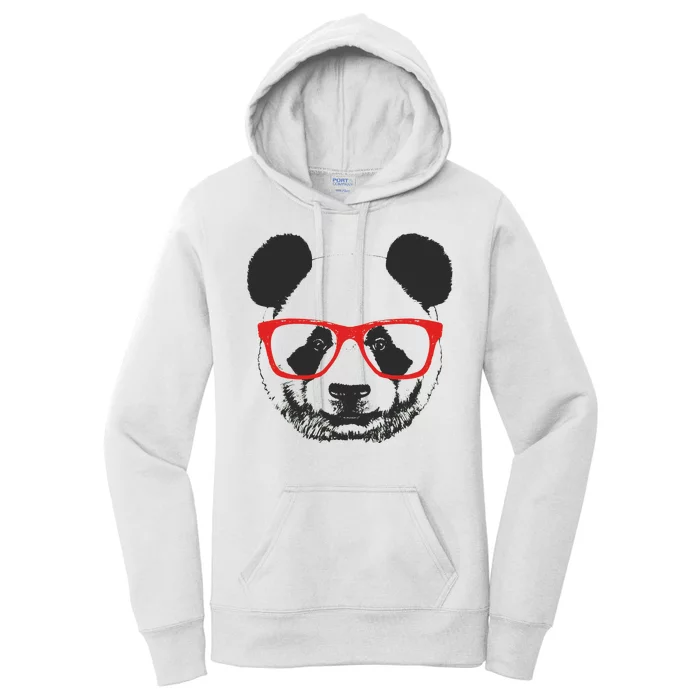 Portrait of Panda with glasses Women's Pullover Hoodie