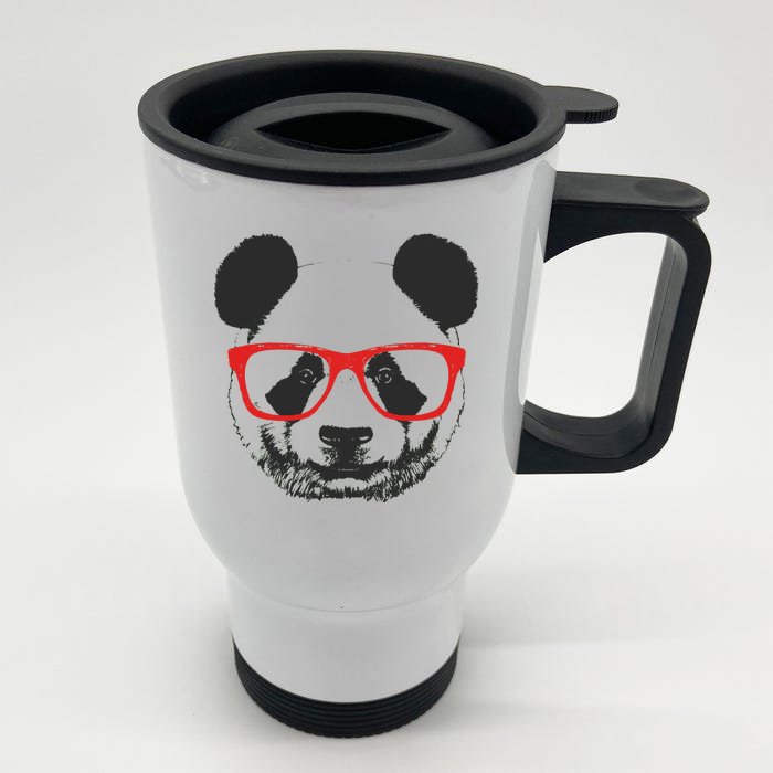 Portrait of Panda with glasses Front & Back Stainless Steel Travel Mug