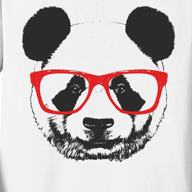 Portrait of Panda with glasses Kids Long Sleeve Shirt