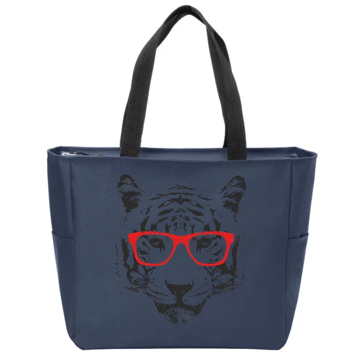 Portrait of Tiger With Glasses Zip Tote Bag