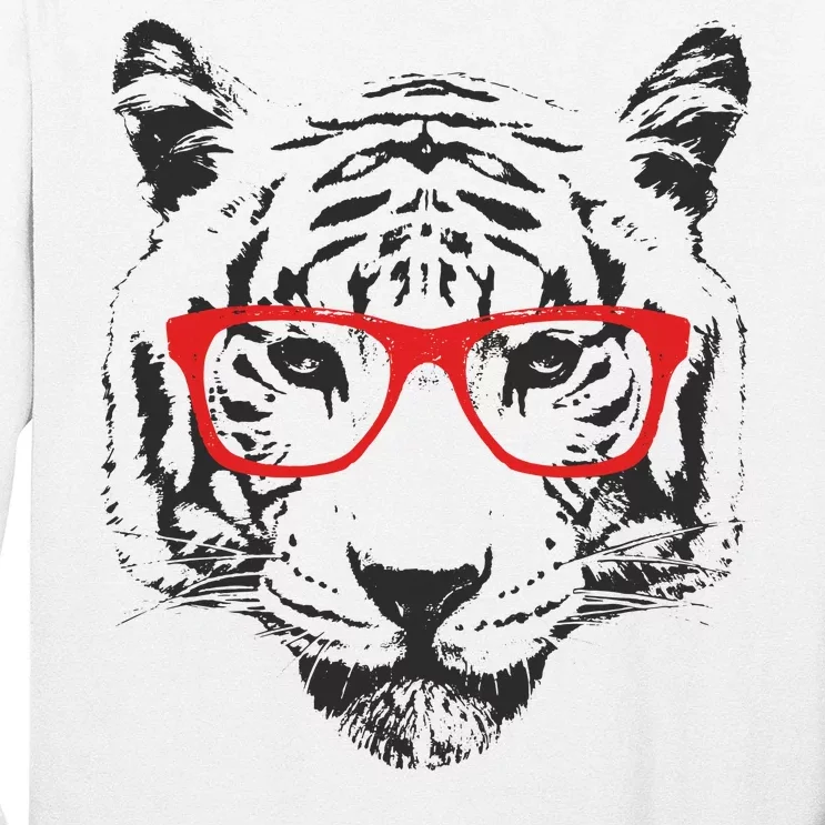 Portrait of Tiger With Glasses Long Sleeve Shirt