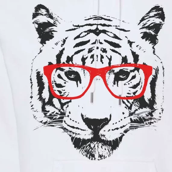 Portrait of Tiger With Glasses Premium Hoodie