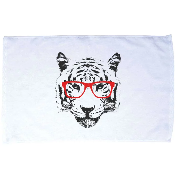 Portrait of Tiger With Glasses Microfiber Hand Towel