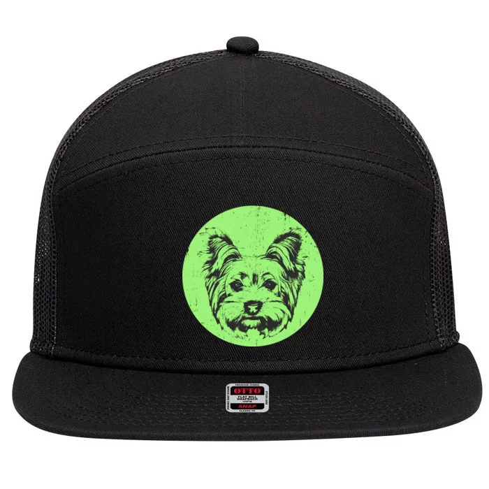 Portrait of Yorkshire Terrier Dog 7 Panel Mesh Trucker Snapback Hat