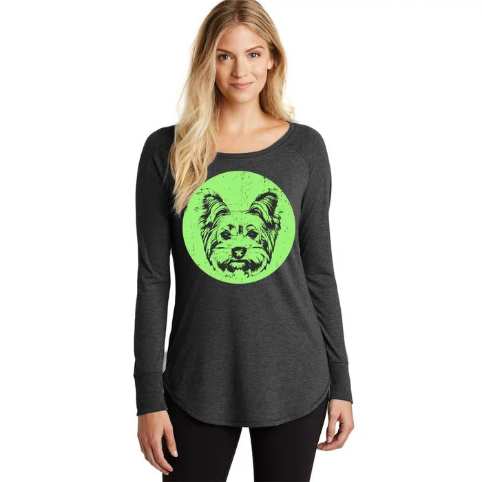 Portrait of Yorkshire Terrier Dog Women's Perfect Tri Tunic Long Sleeve Shirt