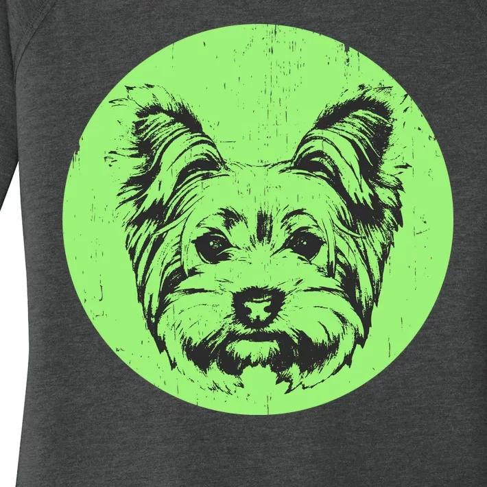 Portrait of Yorkshire Terrier Dog Women's Perfect Tri Tunic Long Sleeve Shirt