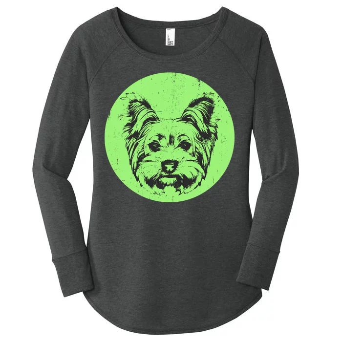 Portrait of Yorkshire Terrier Dog Women's Perfect Tri Tunic Long Sleeve Shirt