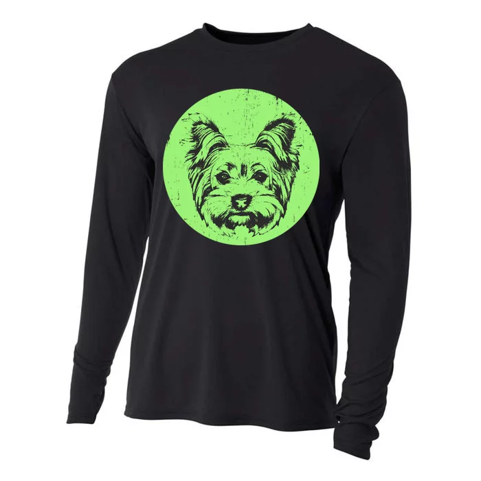 Portrait of Yorkshire Terrier Dog Cooling Performance Long Sleeve Crew