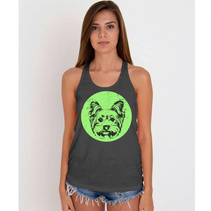 Portrait of Yorkshire Terrier Dog Women's Knotted Racerback Tank