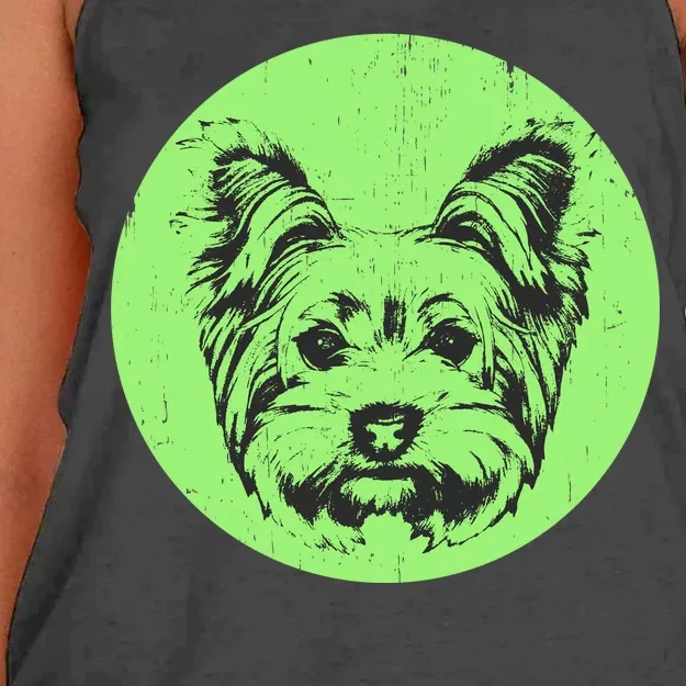 Portrait of Yorkshire Terrier Dog Women's Knotted Racerback Tank